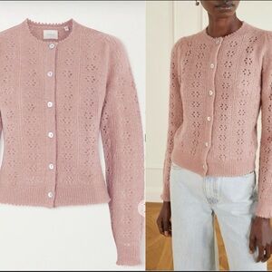 NEW NWT DÔEN Emery Pointelle Grey Cardigan